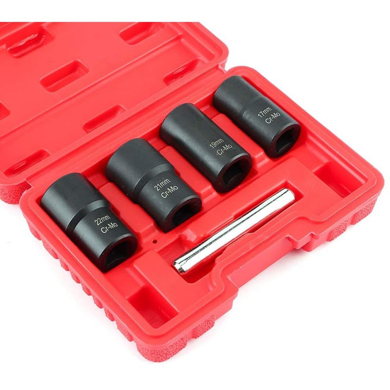 5 Pieces Twist Socket Set, Lug Nut Remover Extractor Tool,Metric