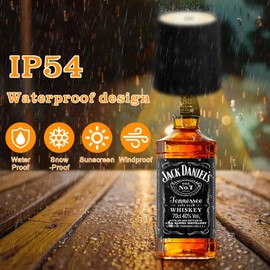 PQETBV 2-Teilig LED Dimmbare akku Flaschenlampe Warmweiß, wasserdicht flaschenlampe für Innen und Außen, Tragbare Metall für Restaurant&Bar(Schwarz+Weiß)
