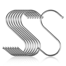 WELANE Silver S Hooks, 20 PCS Stainless Steel S Shaped Hooks for Hanging Clothes, Pots, Tools (10 x 3cm/3.9 x 1.1in)