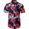 Jogal Men's Floral, Short-sleeves Cotton Hawaiian Shirt and Shorts Set