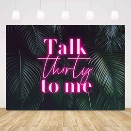 Sensfun Pink Talk Thirty to Me Backdrop for Women Happy 30th Birthday Party Decorations Banner Cheers to 30 Years Palm Leaves Photography Background (7x5ft)