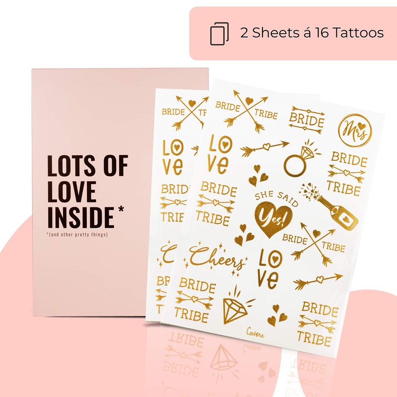 Cavore 40 JGA Tattoos in Metallic Gold - Bride Tribe