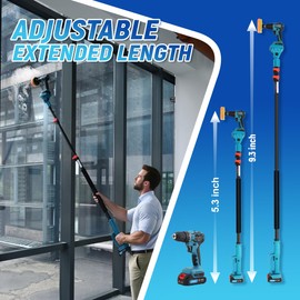 JOVANT Cordless Telescoping Power Drill&Cleaning Tools with 2-Max 20V Batteries and 2.0A Charger 2-in-1 Cordless Pole Drill and Cleaning Brush from 5.3 to 15ft&Head Pivots 180° Telescoping Pole