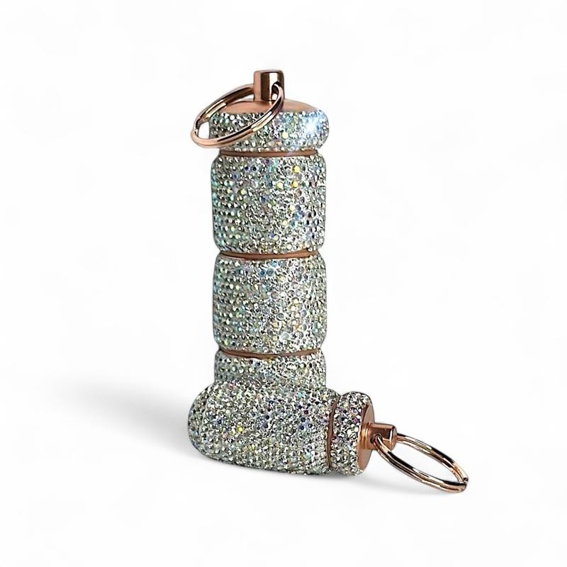 Glitz & Glam Travel Pill Cases with Keychain:_Ruby Pink