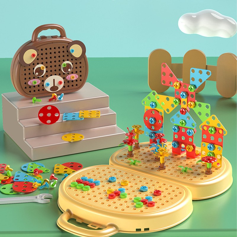 Engineering Electric Drill Toy Screw Assemble Engineer Educational Drill Toy