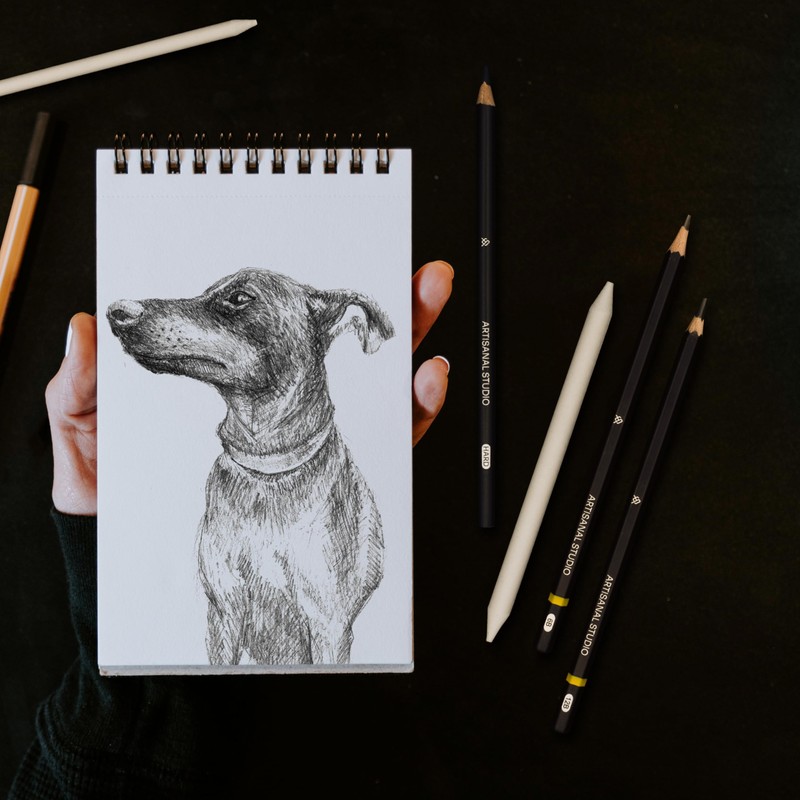 ARTISANAL STUDIO Drawing Pencils, (12B to 4H) 10 Graphite Sketching