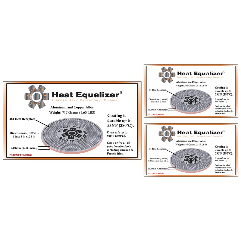 Set of 3 Heat Equalizer-Heat Diffuser for Gas Stoves 6”-8”-9.25