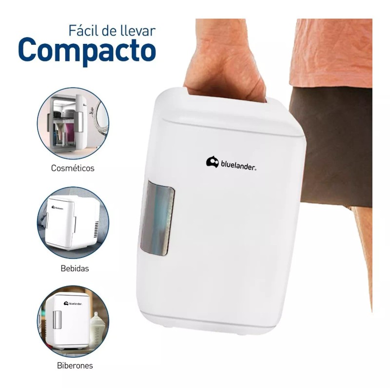 Bluelander Mini Refrigerador Frigobar 4l 6 Latas Casa Cosméticos Blanco