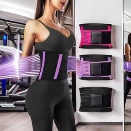 Breathable Postpartum Women's Abdominal Support Running Belt with Water Bottle Holder for Fitness Fish S/Purple 10ea