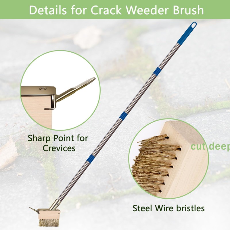 mcwdoit Crack Weeder Tool, Crevice Weeding Moss Brush with 2
