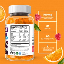 DR. MORITZ Sugar-Free Calm Magnesium Gummies for Kids and Adults - Non-GMO Magnesium Citrate Gummies - Orange Flavor - 2-Pack (120 Count)