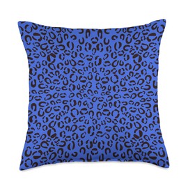 Vintage Cute Leopard Print Vivid Animal Patterns Royal-Blue Leopard Prints Cheetah Pattern Women Girls Cute Throw Pillow, 18x18, Multicolor