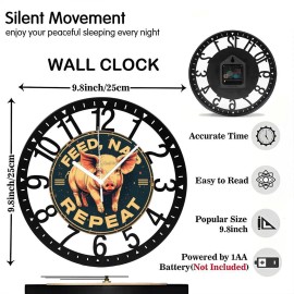 25cm Circular Iron Wall Clock with Trilobite Fossilsheet size: 10 inch, color: Black