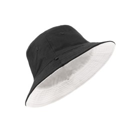 Zylioo 100% Cotton Packable Bucket Hats,Petite Size Reversible Summer Hats,Unisex Beach Sun Hat for Small Heads Black-White