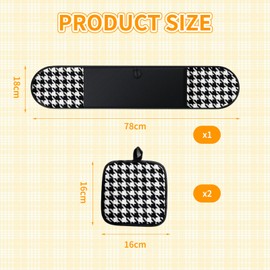 Black Oven Gloves Heat Resistant Premium Double Quilted Oven Mitts for Cooking Baking Non-Slip Extra Long Mitts with 2 Potholders Ideal for Grilling or Home Essentials