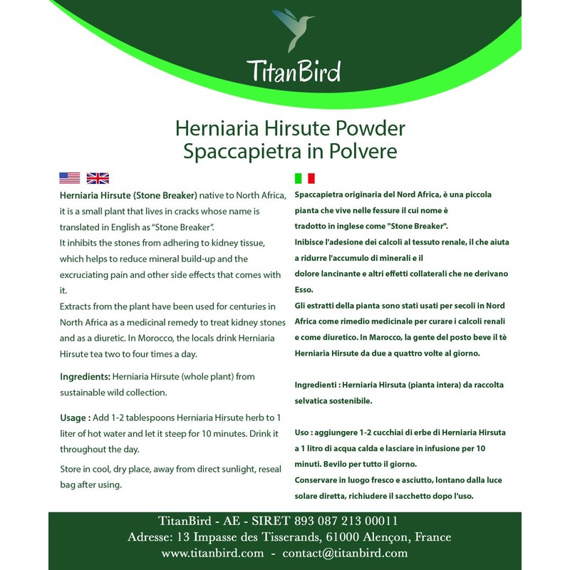 Titanbird Herniaria Hirsute (Stonebreaker) - Kidney & Bladder Cleaning, Wild