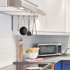 Buelkmag Magnetic Hooks, Heavy Duty 304 Stainless Steel Magnetic Hooks for Cruise Refrigerator Grill, Strong Magnet with Hooks for Home Kitchen, Garage Toolbox, 4 Pack (Black, 1 40lbs)