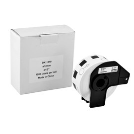 USUPERINK (1 Roll/ 1200 Labels per Roll) Compatible for Brother DK1219 DK-1219 Diameter 1/2'' 12mm White Round Paper Labels with Cartridge Use in QL-500 QL-550 QL-560 QL-700 QL-800 QL-810W QL-1050