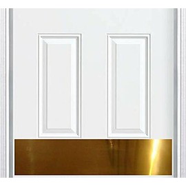 Deck the Door Decor | Door Kick Plate - Anodized Aluminum - Shiny Brass Finish - Magnetic Mount for Steel Doors - 6"x 28"
