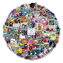 Chaojibao 100 Pcs Hot Game Among Us PVC Waterproof Decal Diary Cute Stylish DIY Stickers, Suitcase Stickers, Snowboard, Suitcase, Guitar, Car, Motorcycle, Helmet, PC, Mobile Notebook Sticker