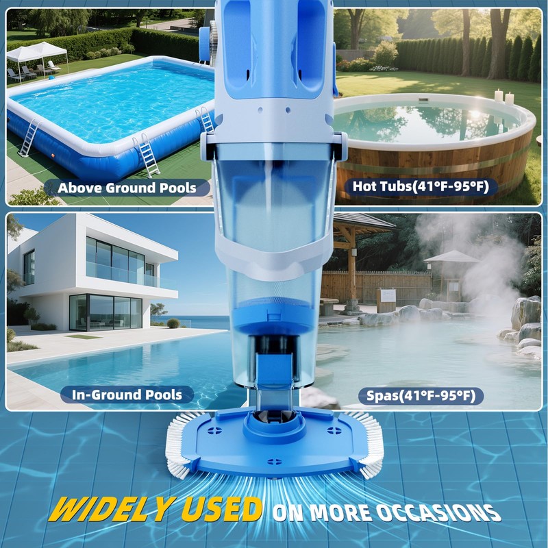 Cordless Pool Vacuum, 1950 GPH Powerful Suction, Handheld Pool Cleaner