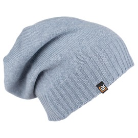 Evolution Knitwear Wool Slouchy Knit Beanie Hat for Men or Women - Super Soft Merino Wool - Made in The USA - Blue Grey