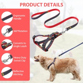 1 Pcs Pet Denim Vest Lead, Dog Lead Anti-Tangling Clips Lightweight, Easy to Use, Portable and Practical, with 1 PCS Pet LED Light Pendant (Red)