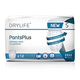 Drylife Drylife Pants Plus Disposable Pull-Up Unisex Incontinence Pants | Dry Feel Technology, Anti-Leak Security, Kind to Skin Soft Breathable Material - Small (1 Pack of 14)