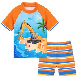 WAWSAM Kinder Jungen Badeanzug Bademode Hai Jungen Uv-Schutz Bade-Set Trunk und Rashguard 2 Stück Ganzkör per Badeanzug für den Sommerschwimmurlaub