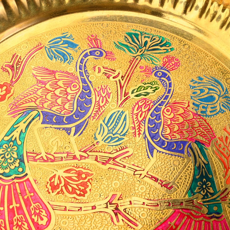 Tarini Gallery Pooja Thali Plate Small Hand Crafted Embossed Colorful