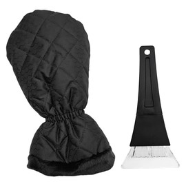 KITUREK Car Ice Scraper with Glove, Anti-Scratch Warm WITT, Car Windshield Frost Quickly Removal Tool, Comfortable Waterproof & Windproof Snow Scraper for Cars, Trucks, SUVs (Black)
