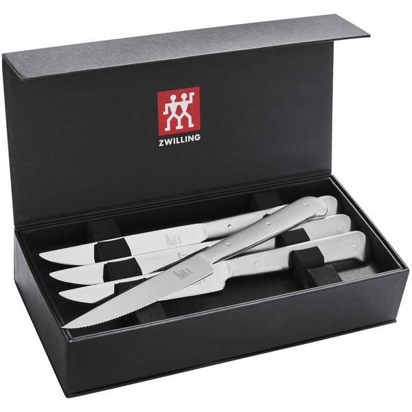 ZWILLING Porterhouse Razor-Sharp Steak Knife Set of 8 with Black Presentation Case, Gift Set, Silver