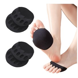 HappyHome Foot Protection Pads, Toe Socks, Foot Cushion, 4 Pieces, Set of 2, One Size Fits Most, Unisex, Foot Care, Black 4 Pieces (2 Pairs)