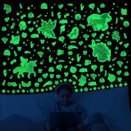 Glow in The Dark Unicorn and Star Wall Decals, Glitter Stickers for Baby Girls Room, Luminous Ceiling Decor for Bedroom Playroom Nursery
