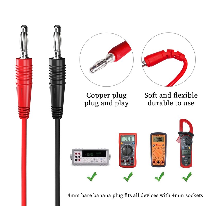 Cleqee 2PCS 4mm Banana Plug to Test Hook Clips Test