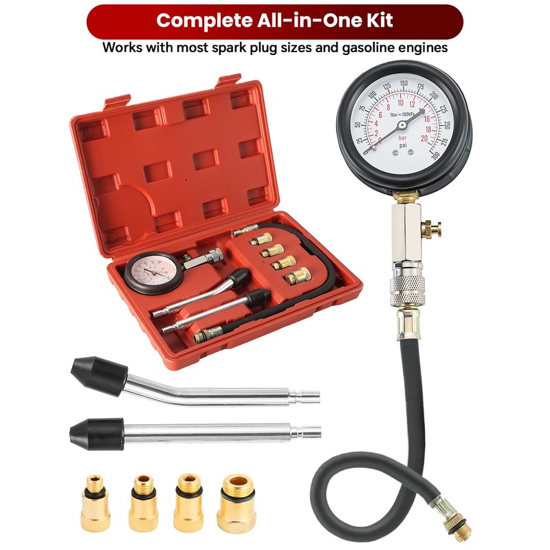 ATPEAM Compression Gauge Cylinder Pressure Gauge with Vacuum Gauge 0-300PSI