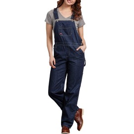 Dickies Women's Plus-Size Relaxed Fit Denim Bib Overall Jeans, Dark Indigo, 2X