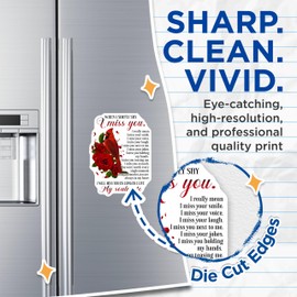 (2 Pack) I Miss You Magnets - Cardinal Bird - Romantic Quote - Sentimental Keepsake - Red Roses Design - Soulmate Message - 5" On Longest Side - for Cars, Fridges, Toolboxes - Made in USA - MAG6118