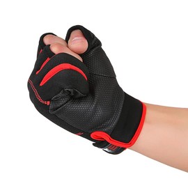 Fingerless Outdoor Gloves, 3 Fingers Open Flexible Breathable Cycling Gloves, Anti-Slip Safety Gloves for Motorcycle, Assembly - Black