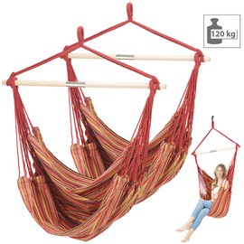 Semptec Urban Survival Technology Seat Hammock: Pack of 2 Hanging Chairs with Cross Brace, Maximum Load 120 kg, 100 x 130 cm (Nest Swing, Hanging Swings, Garden Furniture)