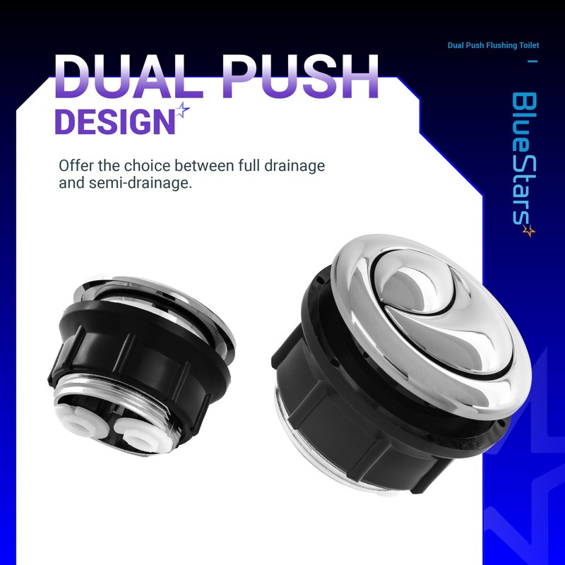 BlueStars Dual Push Flushing Toilet Water Tank Button Replacement with