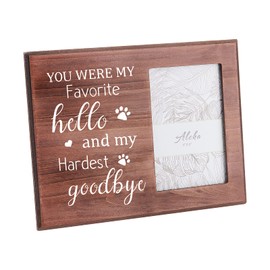 FINGERINSPIRE 15X10cm Picture Frame Pet Memorial Picture Frame with Paw Prints Saddle Brown Wood Photo Frame Rectangle Frame with You Were My Favorite Hello And My Hardest Goodbye Words