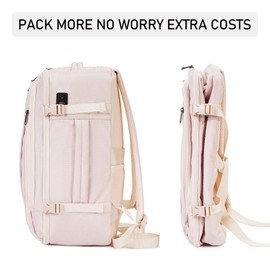 ECOHUB 16'' Travel Backpack Underseat Carry on Backpack Personal Item Travel Bag Airplane with 13 Pockets Carry on Luggage Water Bottle Holder USB Charging Port Casual Daypack for Women Men Beige