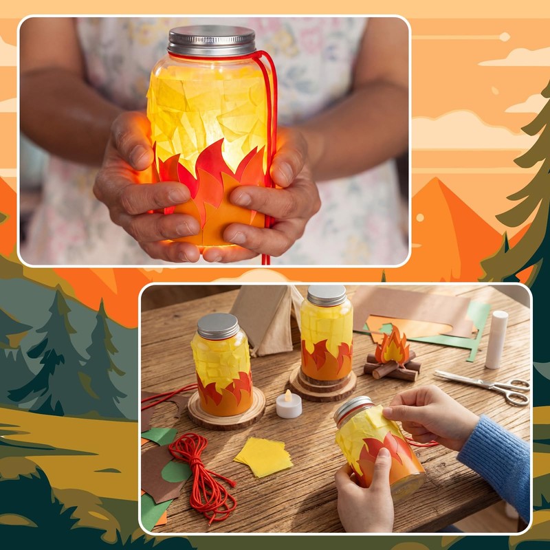 VIHOSE 12 Set Camping Lanterns Crafts with LED Candle Light