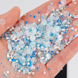 Non Edible Faux Rainbow Glass Nonpareil Sprinkles,Fake Sprinkles Satr Round Pearl for Nail Art Design,Lip Gloss,Cellphone Decorations Assorted Sprinkle Decoration & Accessories for DIY Crafting