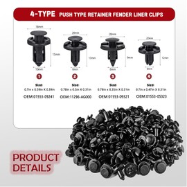 UNIGT Push Type Retainer Fender Liner Clips Compatible with Nissan/Infiniti Front Bumper Plastic Fasteners Replace 01553-05323, 01553-09321, 01553-09241, 11296-AG000 Radiator Rivets - 121pcs with Tool