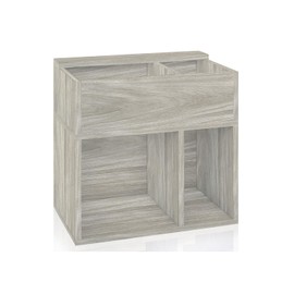 Way Basics 2 Tier Vinyl Record Multi Shelf LP Records Bookcase, Aspen Grey