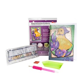 Ideen mit Herz Diamond Painting Greeting Card | Rhinestone Edition | DIN B6 | 370gsm | Includes Stones, Envelope & Tool ... (Ducklings & Crocuses)
