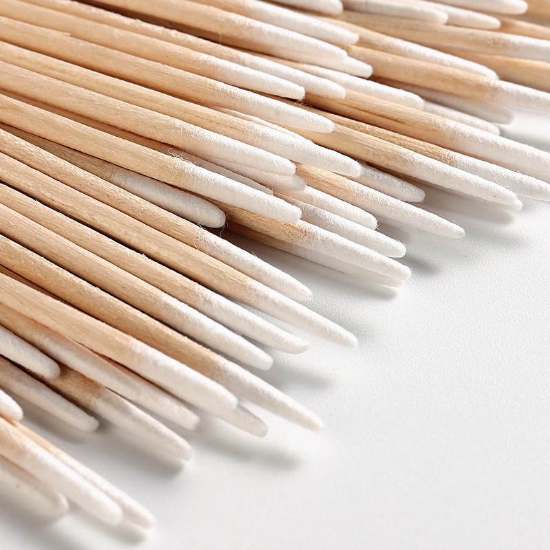 Fcozpjk 200PCS Precision Tip Cotton Swabs with Wooden Sticks, Pointed