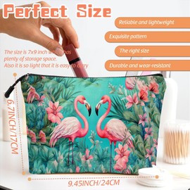 Scribesense Makeup Bag Travel Makeup Organizer Waterproof Cosmetic Bag Pouch with Zipper 6.7x9.45in for Women Female Friend Mom - Flamingos
